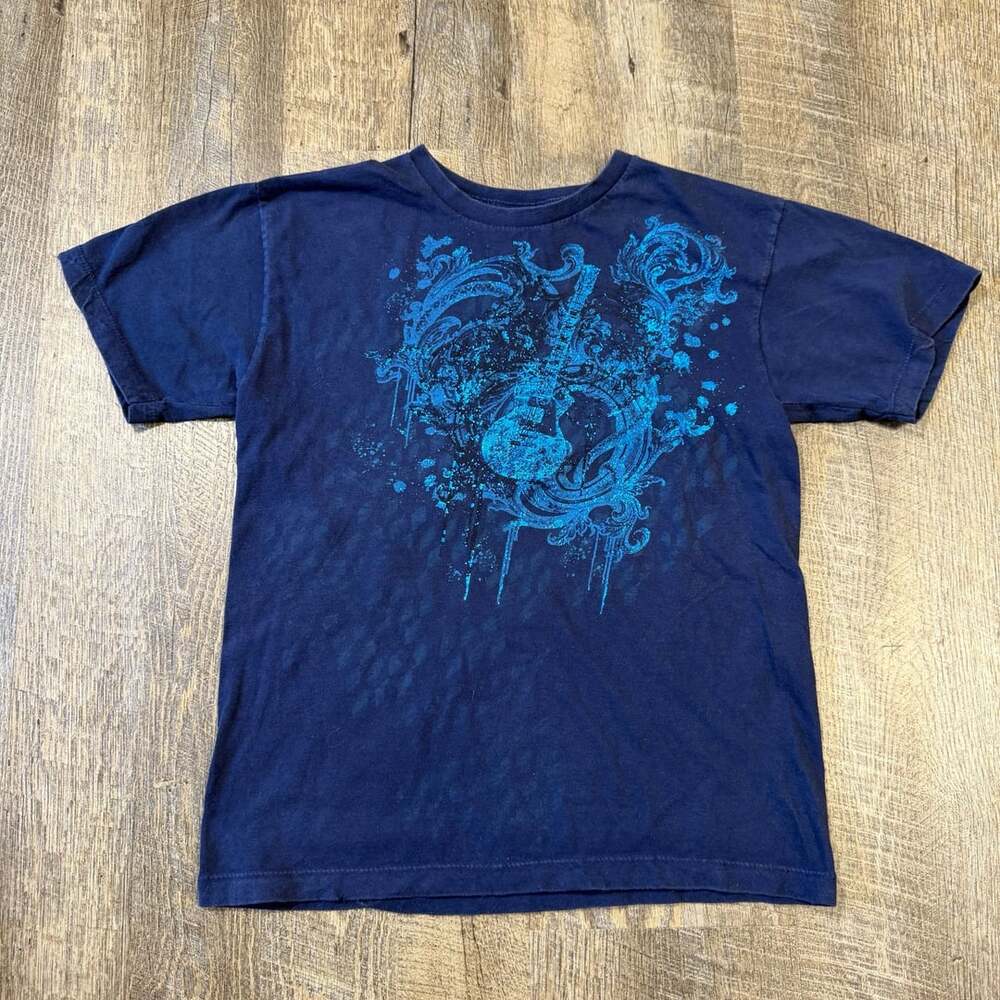 First Wave Vintage Y2K Navy Blue Graphic Tee Shirt